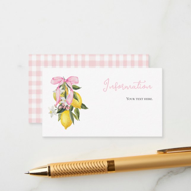 Cartão De Informações Informações sobre o chá de fraldas de coquetes de  (Frente/Verso In Situ)