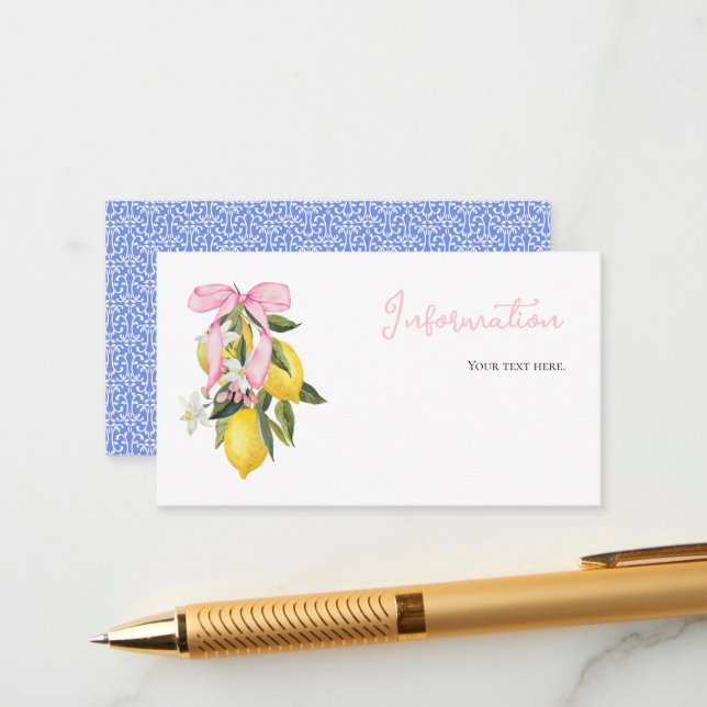 Cartão De Informações Informações sobre o chá de fraldas de coquetes de  (Frente/Verso In Situ)