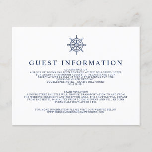 Cartão De Informações Informações sobre o convidado da roda náutica do n