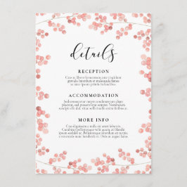 Cartão De Informações Informações sobre o convidado de casamento da Pink