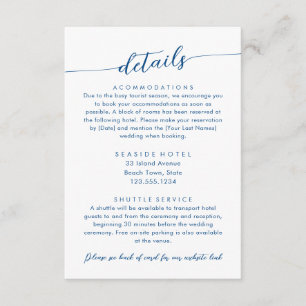 Cartão De Informações Informações sobre o Hotel de Detalhes do Casamento