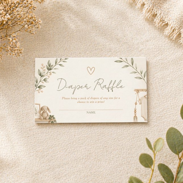 Cartão De Informações Ingressos da Rifa de Fraldas da Boho Nesting Party (Criador carregado)