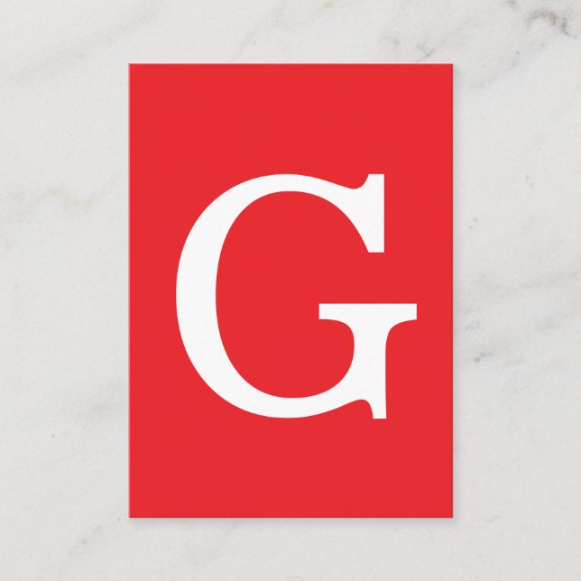 Cartão De Informações Initial Letter Monogram Red White Plain Simple (Frente)