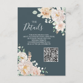Cartão De Informações Inserir detalhes do código QR do casamento floral
