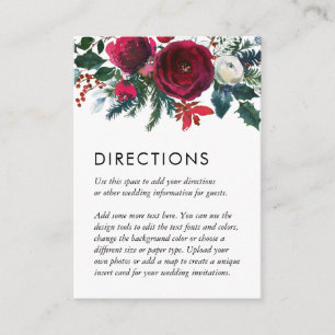 Cartão De Informações Inserir Direções do Casamento no inverno Floral de