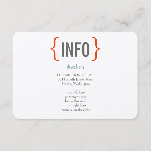 Cartão De Informações Inserto de Casamento Alegria Moderna (Frente)