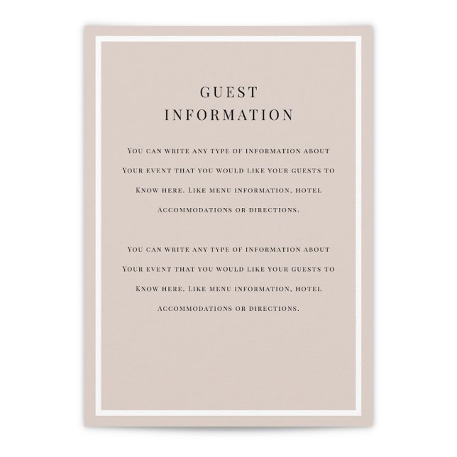 Cartão De Informações Inserto de Casamento Brushed Overlay (Criador carregado)