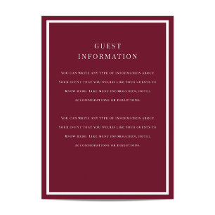 Cartão De Informações Inserto de casamento com sobreposição brushed