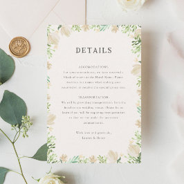 Cartão De Informações Inserto de casamento rústico floral em aquarela
