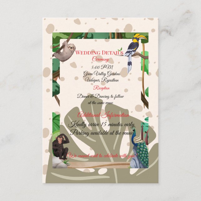 Cartão De Informações | Inserto de Cercado da Floresta Rústica (Frente)