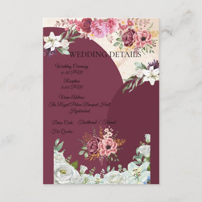 Cartão De Informações Inserto de cercadura de Borgonha (Frente)