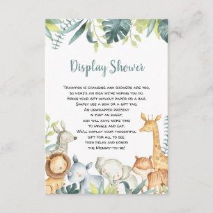 Cartão De Informações Inserto de chuveiro com exibição de animais de saf