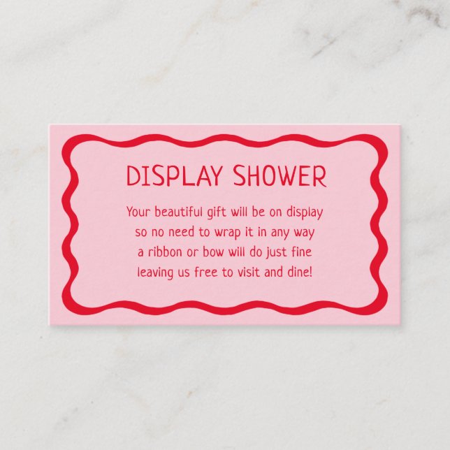 Cartão De Informações Inserto de chuveiro de exibição rosa e vermelho re (Frente)