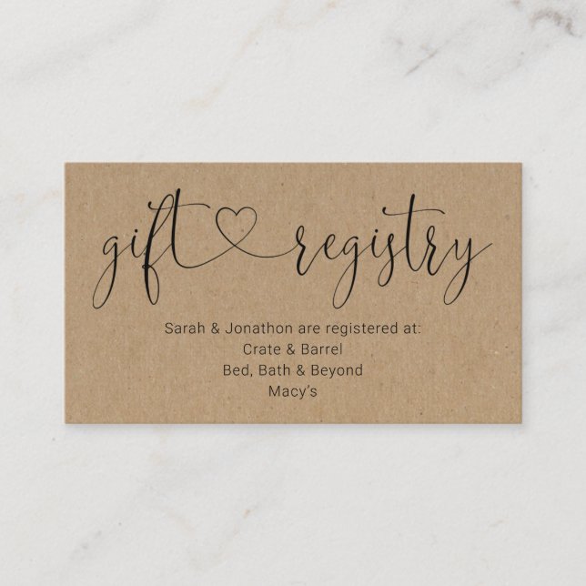 Cartão De Informações Inserto do Registro de Presentes / Encarte para Co (Frente)