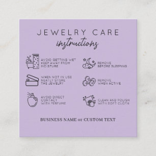 Cartão De Informações Instrução de Jewelry Puro Obrigado Negócios