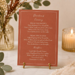 Cartão De Informações Instruções de Casamento em Terracota Elegante