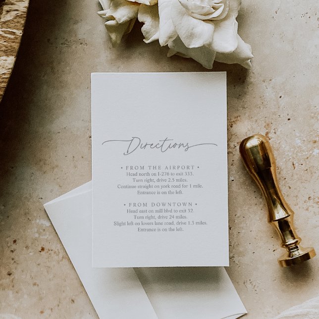 Cartão De Informações Instruções de Casamento Minimalista Simples Cinza  (Criador carregado)
