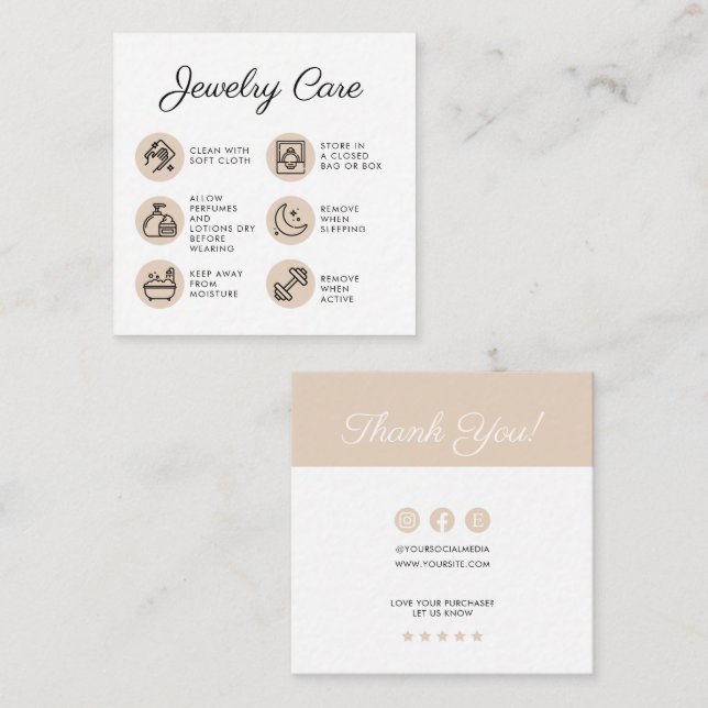 Cartão De Informações Instruções de Cuidados com Joias Empresariais Agra (Frente/Verso)