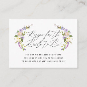 Cartão De Informações Instruções florais roxas da receita para que a