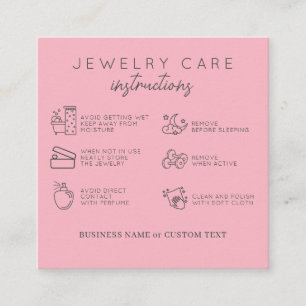 Cartão De Informações Instruções para o tratamento de joias Blush Obriga