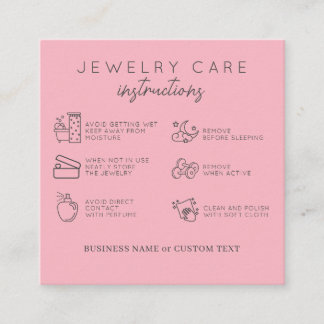 Cartão De Informações Instruções para o tratamento de joias Blush Obriga