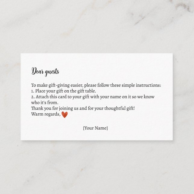 Cartão De Informações Instruções para presentes Chá de fraldas de ursos  (Verso)