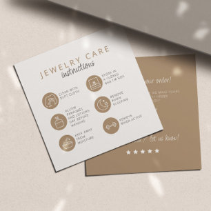 Cartão De Informações Instruções para tratamento de joias Beige neutro O