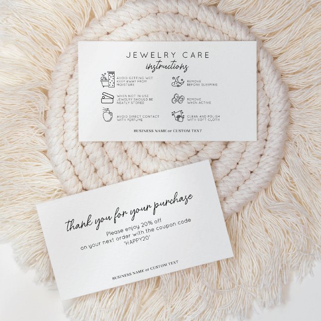 Cartão De Informações Instruções simples de tratamento de joias ouvindo  (Criador carregado)