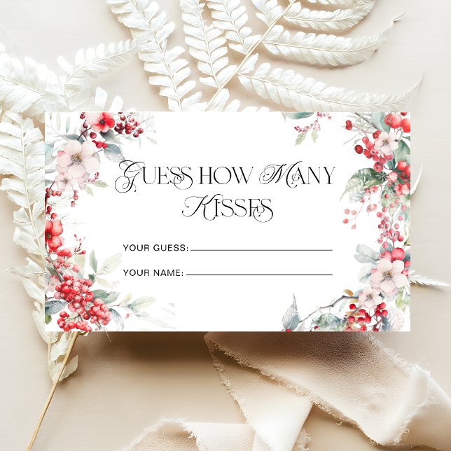 Cartão De Informações Inverno Moderno Floral Quantos Kisses Jogo Bridal (Criador carregado)