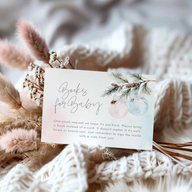 Cartão De Informações Inverno Sexo Livro Revelado para Bebê (Winter Gender Reveal Books for baby card)