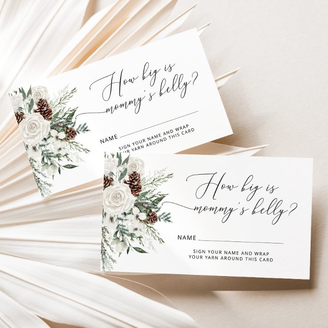 Cartão De Informações Inverno verde o tamanho da barriga de mamãe (Criador carregado)