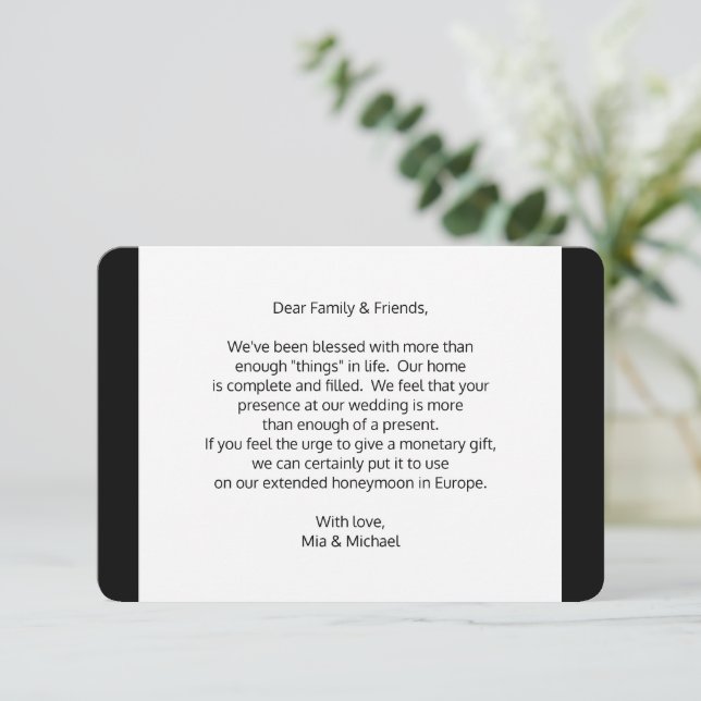 Cartão De Informações Invólucro de entrega de dinheiro para o casamento (Em pé/Frente)