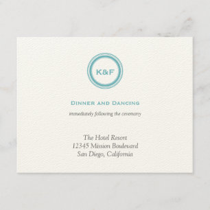Cartão De Informações Invólucro de recepção de casamento de iniciais azu