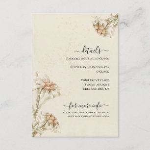Cartão De Informações Invólucro Floral de Aquarela Vintage Edelweiss
