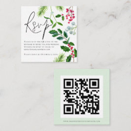 Cartão De Informações Invólucro RSVP de Casamento de Código QR de Folhag
