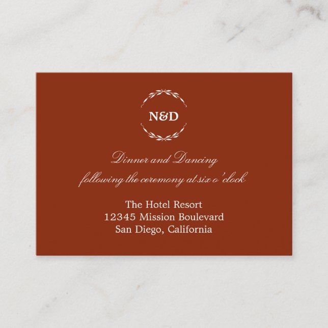 Cartão De Informações Invólucro simples de recepção de casamento vermelh (Frente)