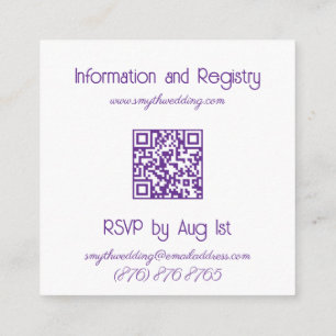 Cartão De Informações Íris Aquarela Estilosa Roxo Acrílico Casamento
