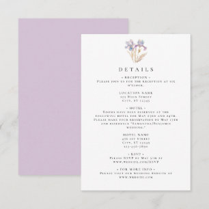Cartão De Informações Iris Floral Wedding Elegante
