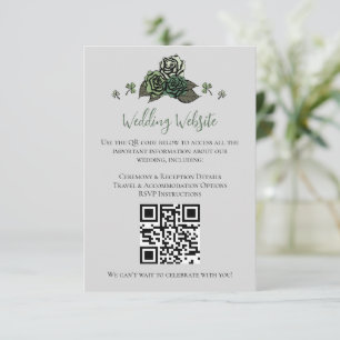 Cartão De Informações Irish Green Floral Skulls Casamento Website Código