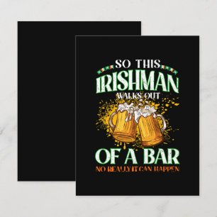 Cartão De Informações Irlandês Bebendo Cerveja Dia de São Patrício