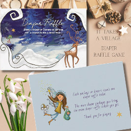 Cartão De Informações It Takes a Village Diaper Raffle Ticket Ice Blue 