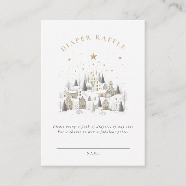 Cartão De Informações It Takes A Village Snowy Whimsical Baby Shower  (Frente)