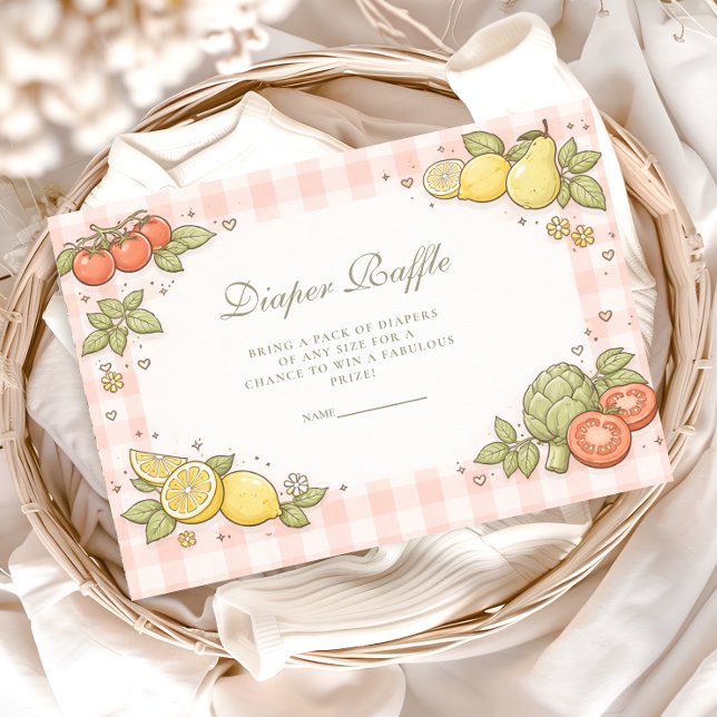 Cartão De Informações Italian Market Produce Baby Shower Diapper Raffle (Criador carregado)
