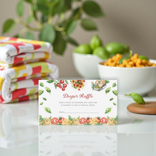 Cartão De Informações Italian Pasta Themed Diaper Raffle Card (Criador carregado)