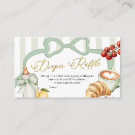 Cartão De Informações Italy Sage Green Coquette Stripes Diaper Raffle