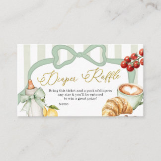 Cartão De Informações Italy Sage Green Coquette Stripes Diaper Raffle