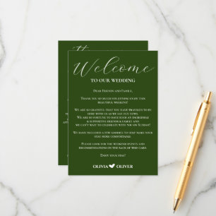 Cartão De Informações Itinerário do casamento do Emerald Green minimalis