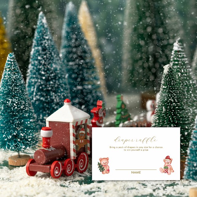Cartão De Informações It's Cold Outside Bear Diaper Raffle Baby Shower  (It's Cold Outside Bear Diaper Raffle Baby Shower Enclosure Card)