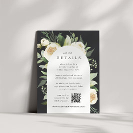 Cartão De Informações Ivory Bloom | Detalhes Do Casamento Floral De Aqua
