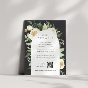 Cartão De Informações Ivory Bloom Detalhes Do Casamento Floral De Aqua